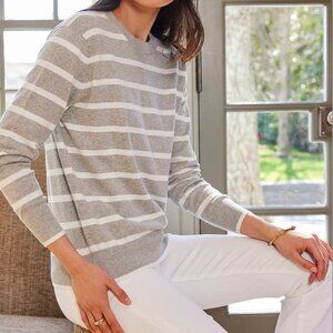 Lake Pajamas Grey & White Striped Sweater, sz M